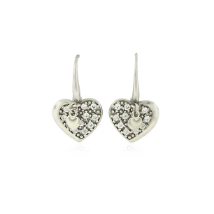 Aros de Plata Esterlina 925 Corazon Circon Largo