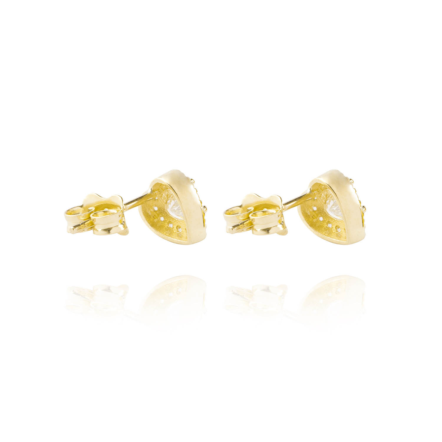 Aros Oro Amarillo 18kt Tipo Corazón Con Circonita 2
