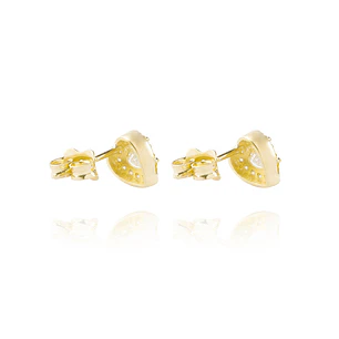 Aros Oro Amarillo 18kt Tipo Corazón Con Circonita
