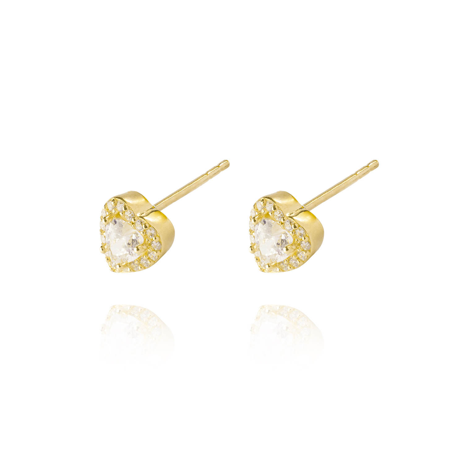 Aros Oro Amarillo 18kt Tipo Corazón Con Circonita 3