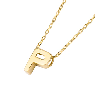 Collar de Oro 18kt Letra P