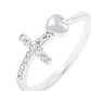 Anillo de Plata Esterlina Cruz con Circones y Corazón - Miniatura 2