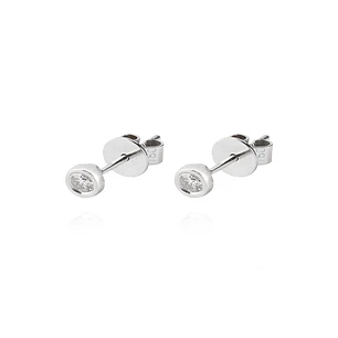 Aros Oro Blanco 18kt Diamantes Punto de Luz 12pts  SI/H