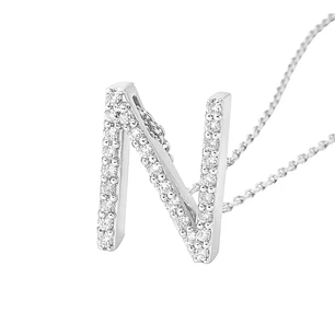 Collar Oro Blanco 18kt Diamantes Letra N 12 Pts | Danielle Costantini
