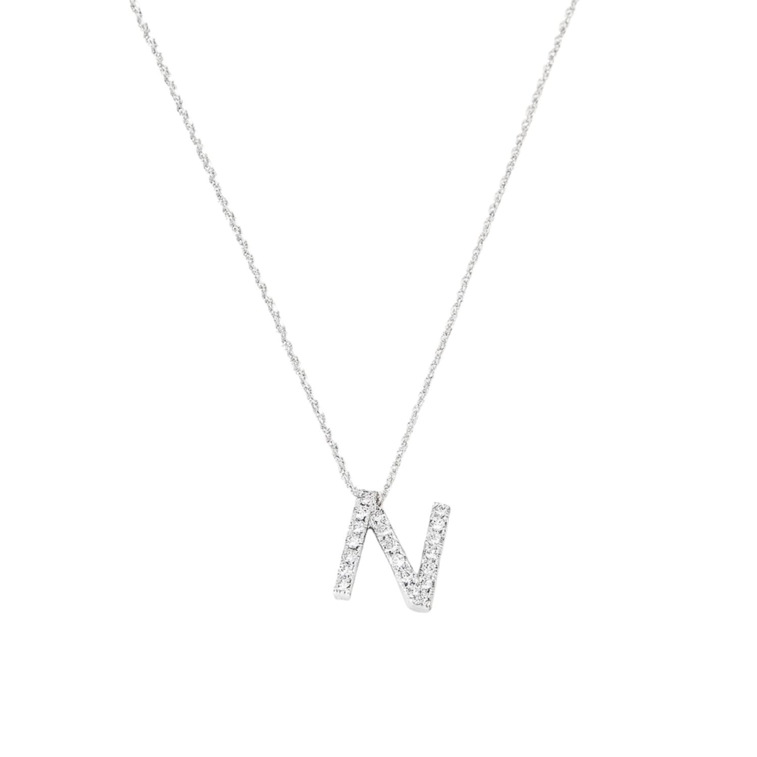 Collar Oro Blanco 18kt Diamantes Letra N 12 Pts | Danielle Costantini 3