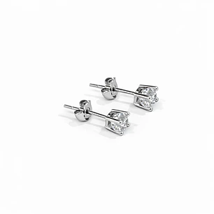 Aros Oro Blanco 18kt Circonita Central 4MM