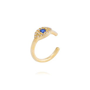 Piercing de Plata Esterlina 925 Earcuff ojo turco Bañado en Oro 14kt