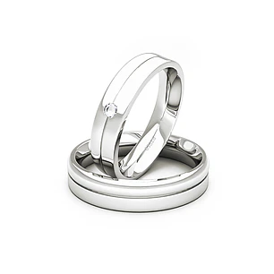 Par Argollas Matrimonio de Platino Mia 4,0mm con Diamante 3Pts