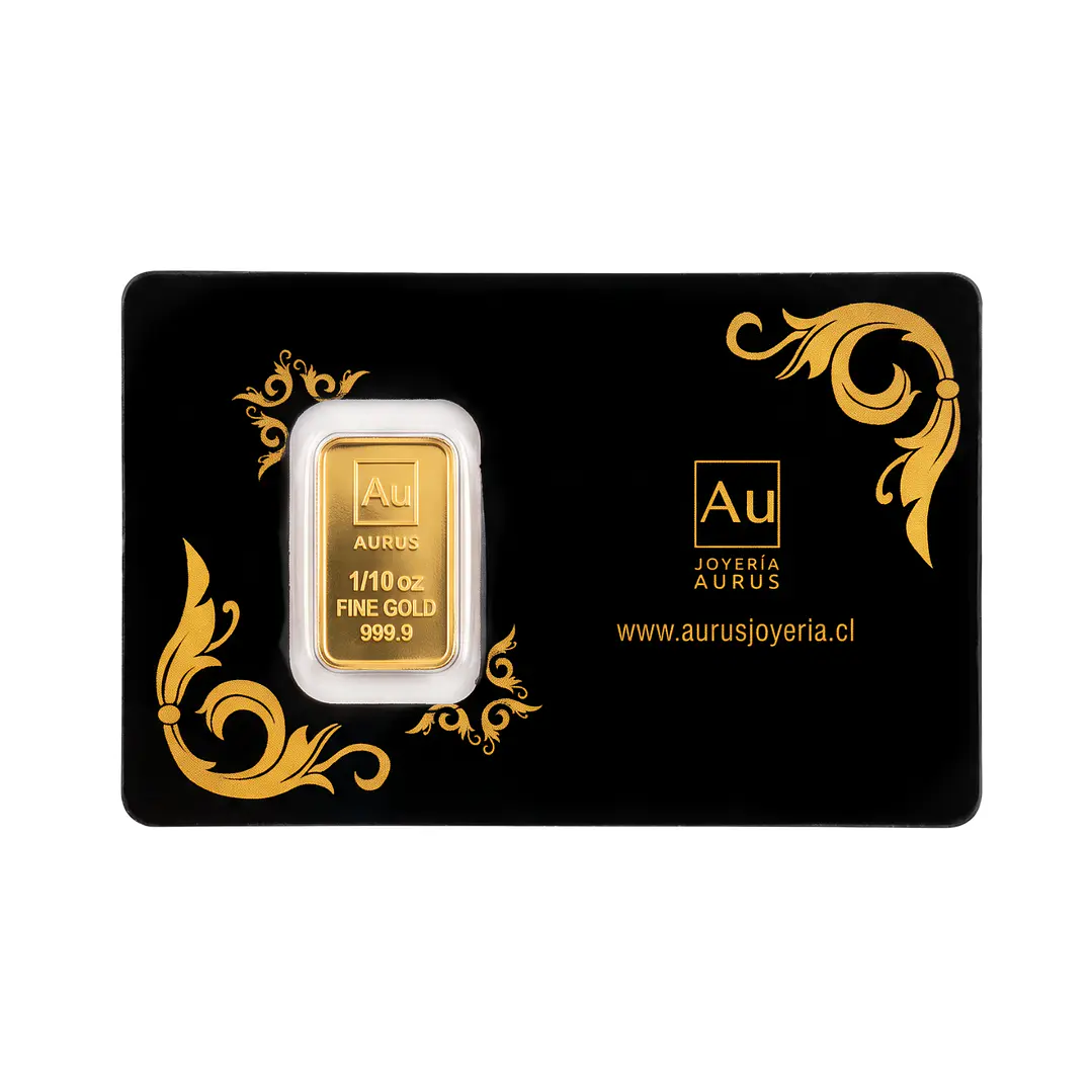 Lingote de Oro Fino 24kt Aurus 1/10 Onza Troy 1