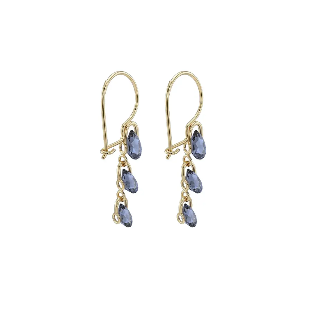 Aros Oro Miel 18kt Cascada Zafiro Celeste 2