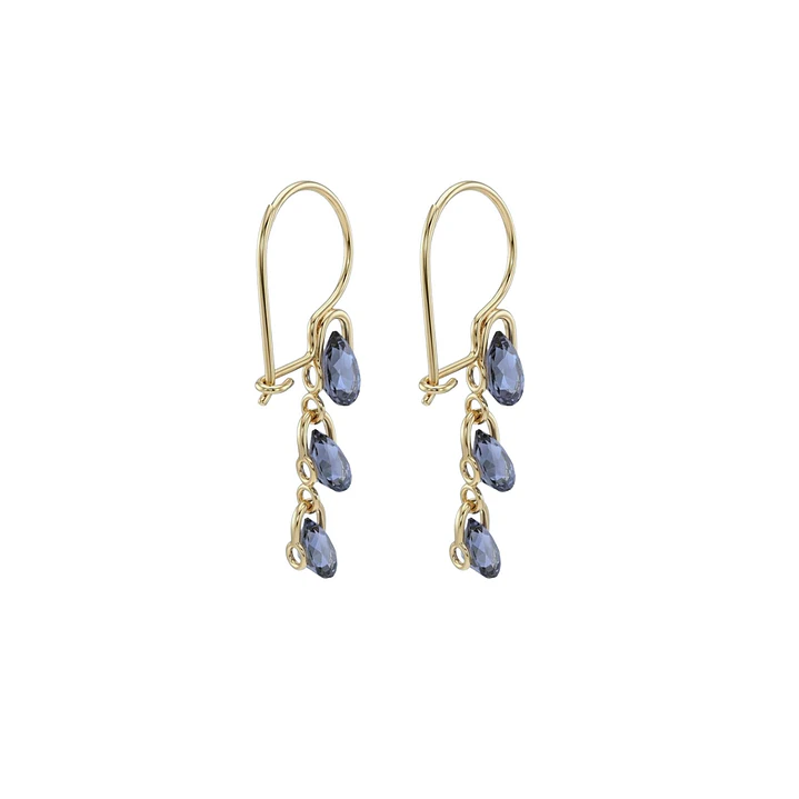 Aros Oro Miel 18kt Cascada Zafiro Celeste 2