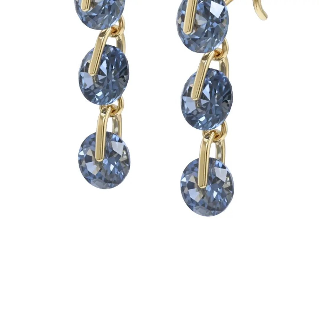 Aros Oro Miel 18kt Cascada Zafiro Celeste 3