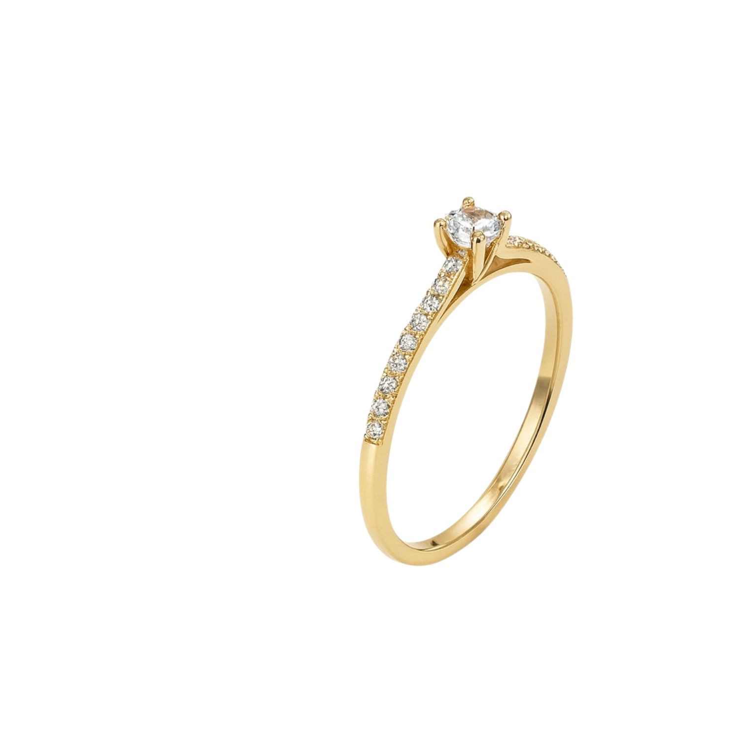 Anillo Oro Amarillo 18kt Circonitas- Central 3MM 1