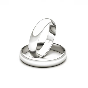 Par Argollas Matrimonio de Oro 18kt Modelo Ingles VENECIA de 3,5mm Oro Blanco