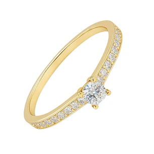 Anillo Oro Amarillo 18kt Circonitas- Central 3MM
