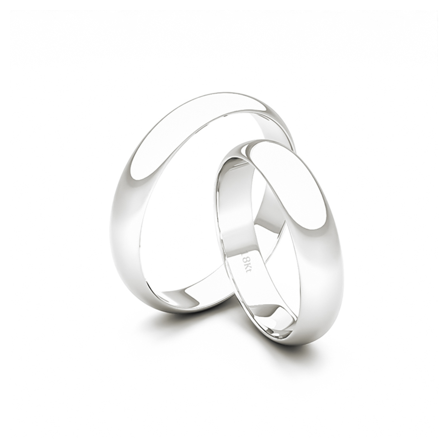 Par Argollas Matrimonio de Oro 18kt Modelo Ingles VENECIA de 3,5mm Oro Blanco 2