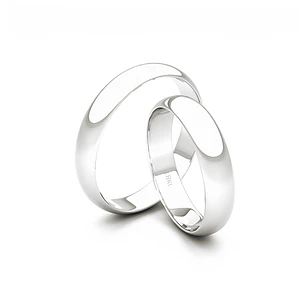 Par Argollas Matrimonio de Oro 18kt Modelo Ingles VENECIA de 3,5mm Oro Blanco