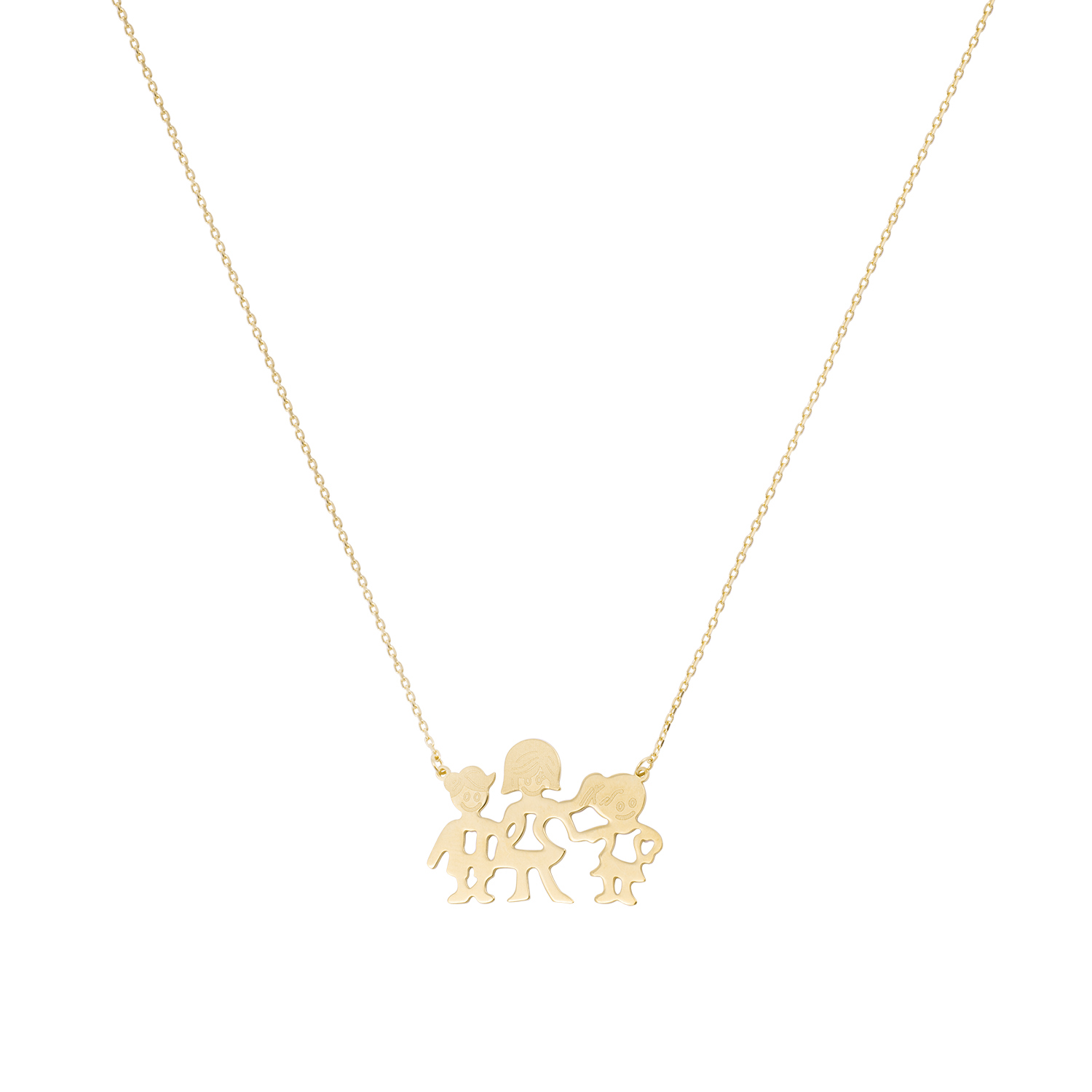 Collar de Oro Amarillo 18kt Colgante Familia Niño-Niña 2