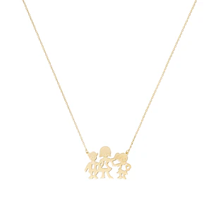 Collar de Oro Amarillo 18kt Colgante Familia Niño-Niña