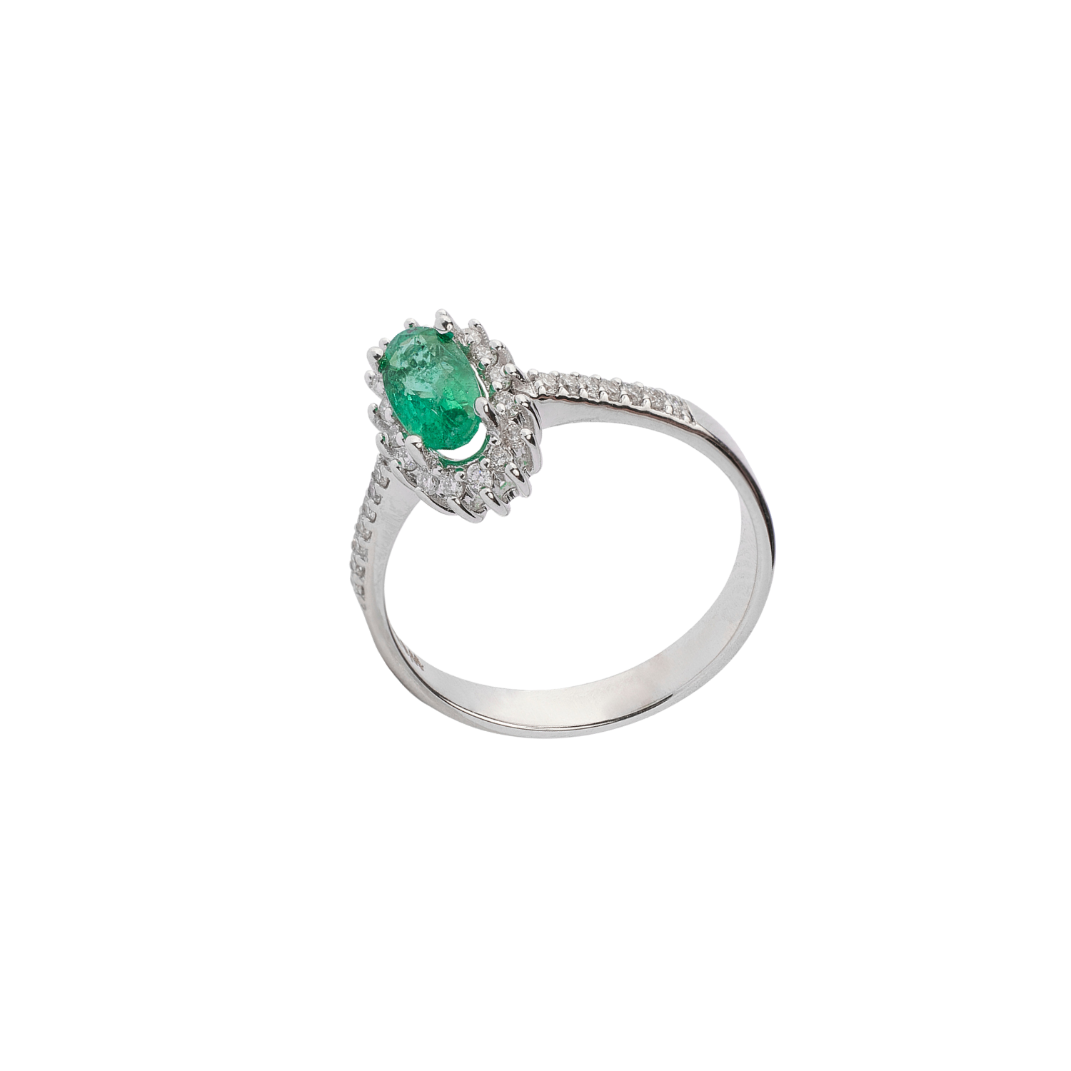 Anillo Oro Blanco 18kt Diamantes 19 Pts y 23 Pts Esmeralda 1