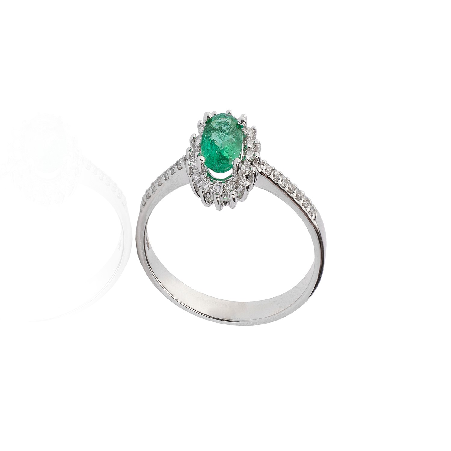 Anillo Oro Blanco 18kt Diamantes 19 Pts y 23 Pts Esmeralda 2