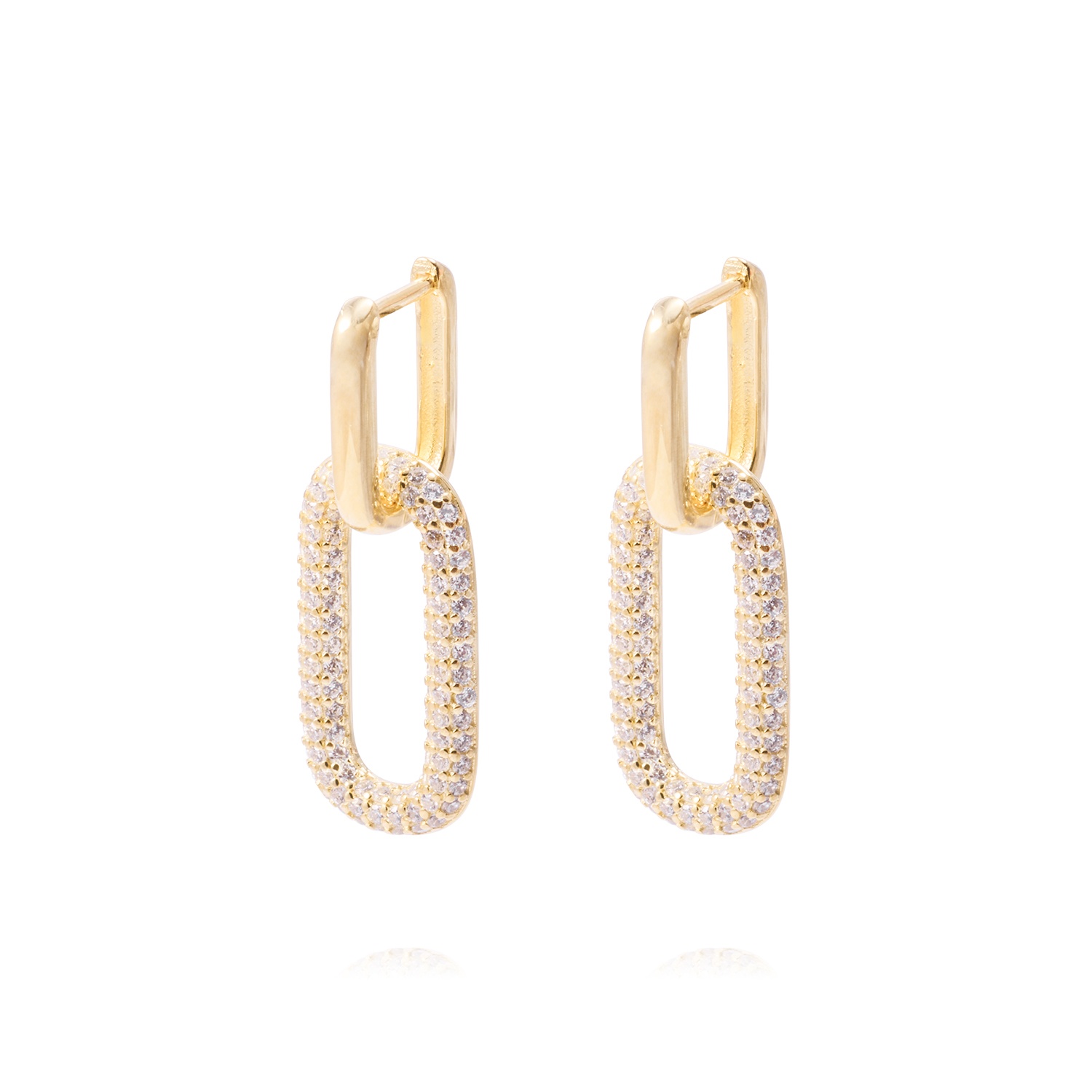 Aros Revestidos en Oro 18kt Diseño Rectangular Circonita 1