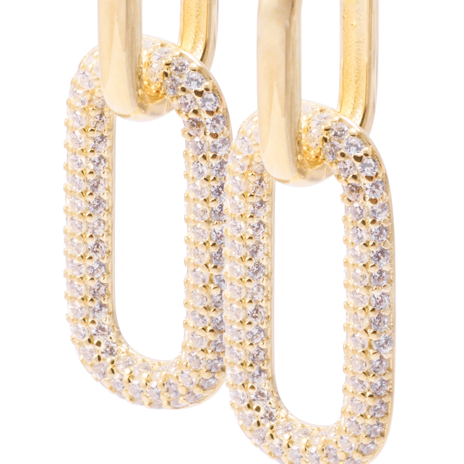 Aros Revestidos en Oro 18kt Diseño Rectangular Circonita 2