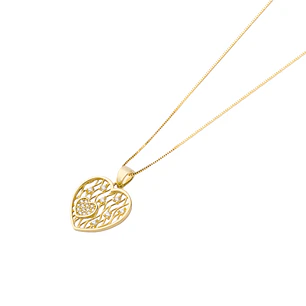 Colgante de Oro 18kt Corazon Calado Circon