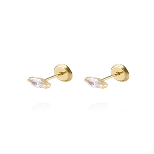 Aros de Oro 18kt Modelo Piedra Ovalado