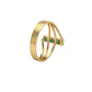 Anillo Oro Miel 18kt Trilogía con Esmeraldina - Miniatura 3