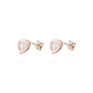 Aros Oro Miel 18kt Corazón Circonita