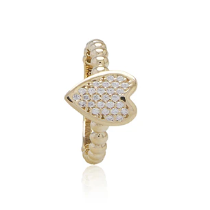 Anillo de Oro 18kt Corazón Circón Bolitas