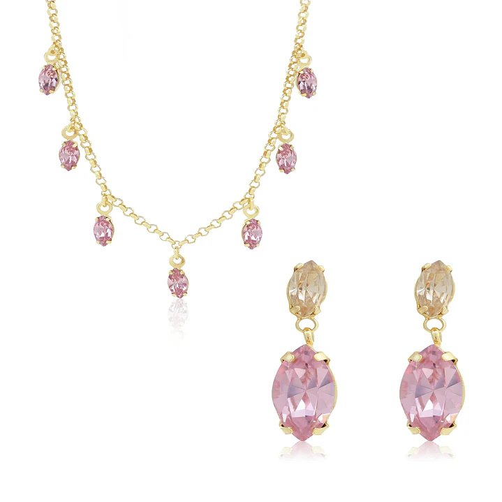 Conjunto Elegancia Rosada Plata Esterlina 925 1