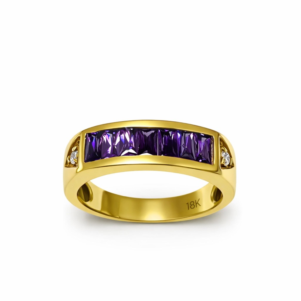 Anillo Oro Amarillo 18kt Amatista Baguette 1
