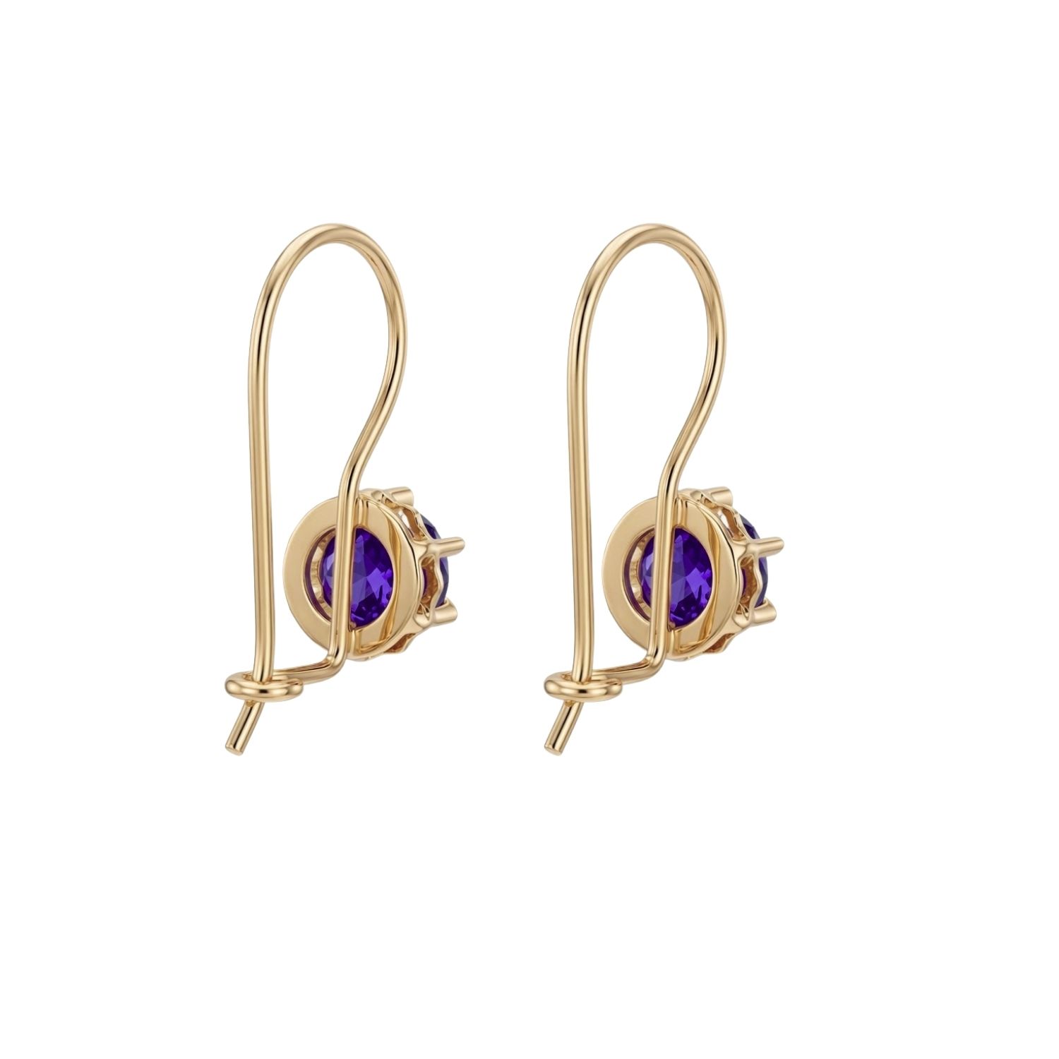Aros Oro Miel 18kt Colgante con Gota de Amatista 5mm 3