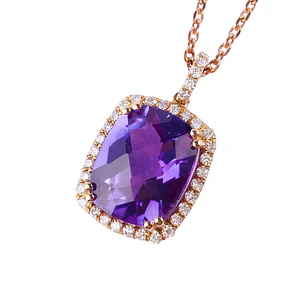 Collar de Oro 18kt con Diamantes Amatista
