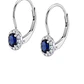 Aros  Oro 18kt Colgantes  Diamantes 9Pts con Zafiro - Miniatura 3