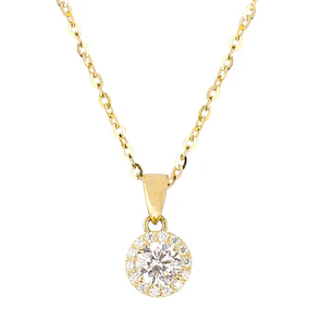 Colgante de Oro 18kt Circulo Piedra Circon