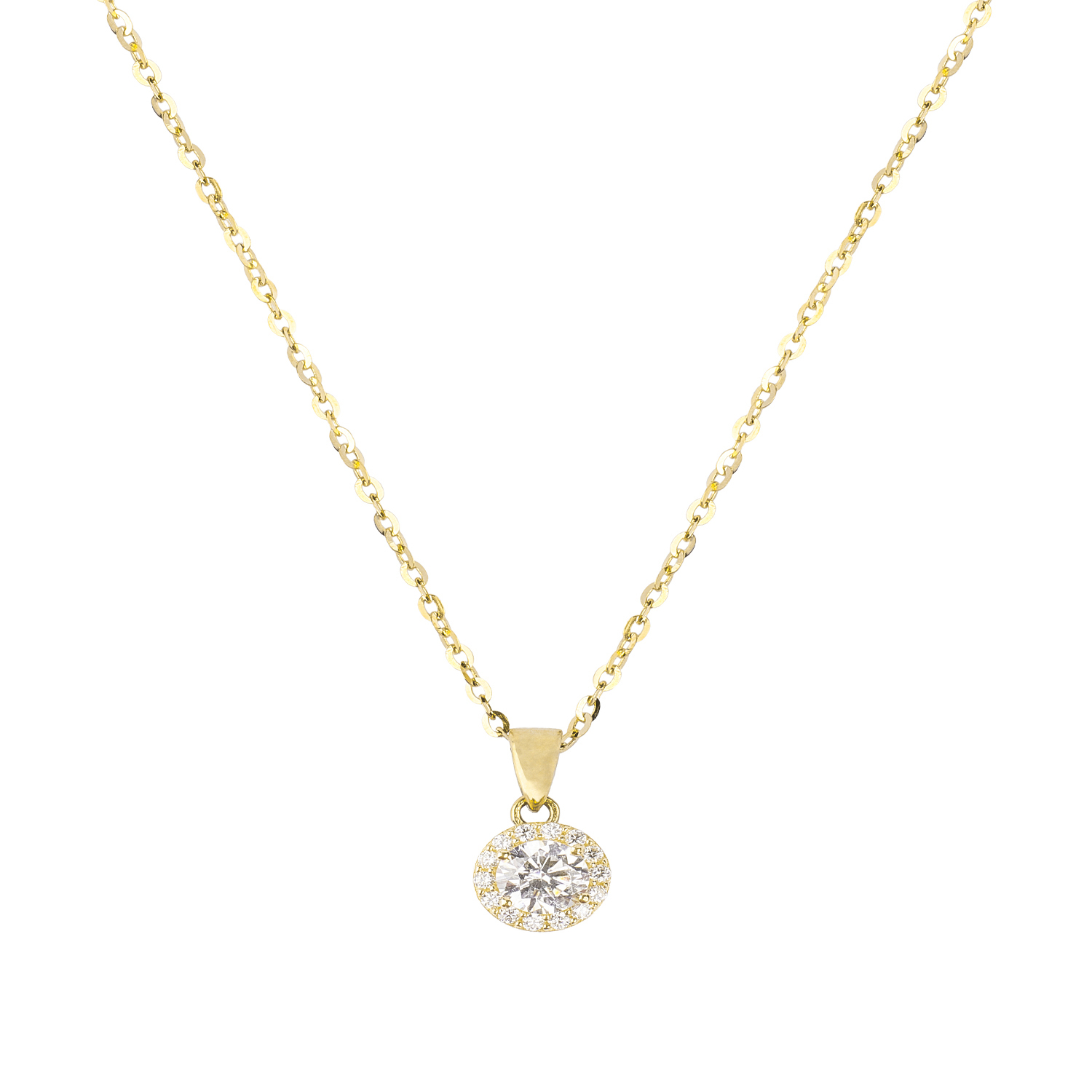 Colgante de Oro 18kt Circulo Piedra Circon 3