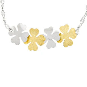 Pulsera de Plata Esterlina 925 Hojas Trebol Bicolor
