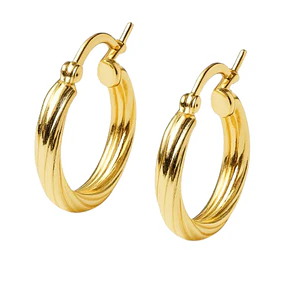 Aros Oro Amarillo 18kt Argollas Biseladas