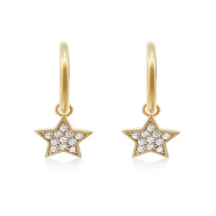 Aros de Plata Esterlina 925 Argollas Estrella Revestido en Oro 18kt