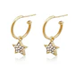 Aros de Plata Esterlina 925 Argollas Estrella Revestido en Oro 18kt - Miniatura 3