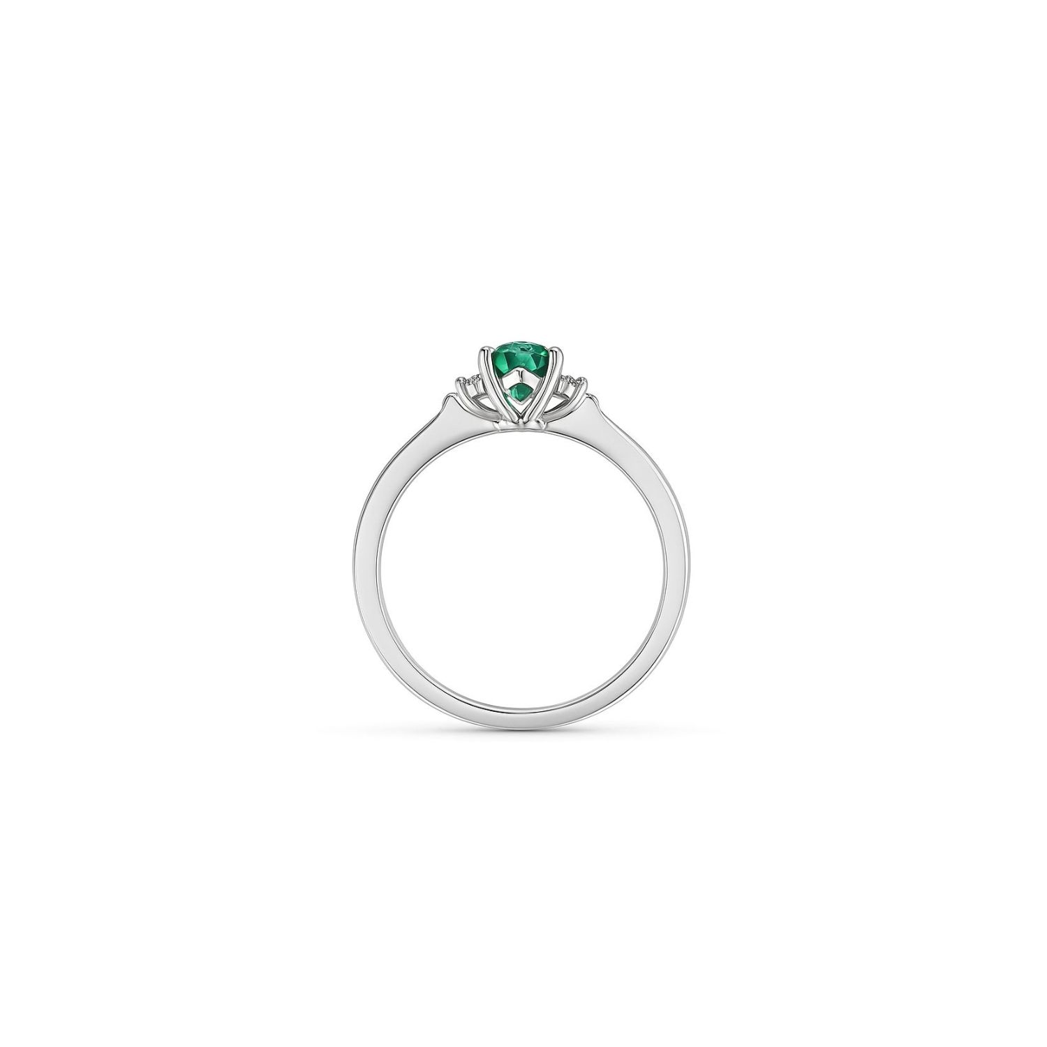 Anillo Oro Blanco 18kt Diamantes 7 Pts Esmeralda Central 5MM 2