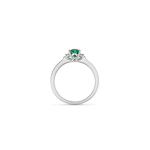 Anillo Oro Blanco 18kt Diamantes 7 Pts Esmeralda Central 5MM
