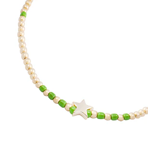 Pulsera de Plata Esterlina 925 Estrella verde Bañado en Oro 14kt