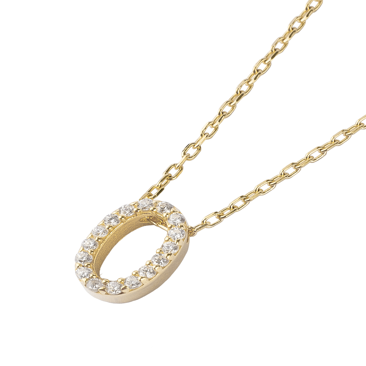 Collar de Plata Esterlina 925 Letra O Revestido en Oro 18kt 1