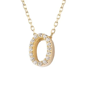 Collar de Plata Esterlina 925 Letra O Revestido en Oro 18kt