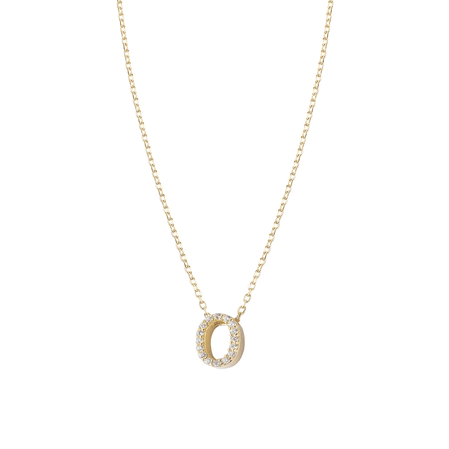Collar de Plata Esterlina 925 Letra O Revestido en Oro 18kt 3
