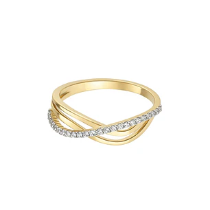 Anillo Compromiso de Oro 18Kt Medio Cintillo Riel Doble Circón